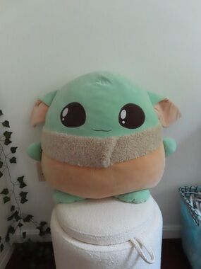 Green Plush Baby Yoda Style Character Pillow
